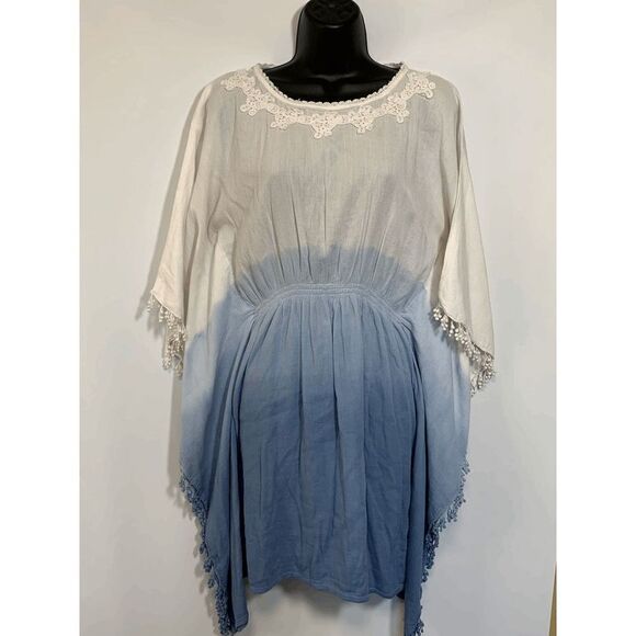 New York Company Womens Mini Dress Embellished Floral Gradient Blue White Small - Picture 1 of 9